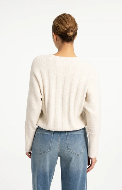 YAYA Rib Sweater Off White Melange
