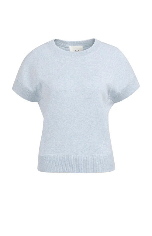 YAYA  Stitch Detail Short Sleeve Sweater Light Blue