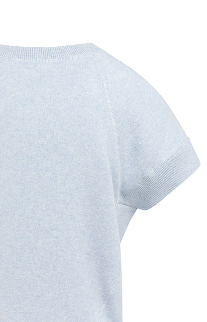 YAYA  Stitch Detail Short Sleeve Sweater Light Blue