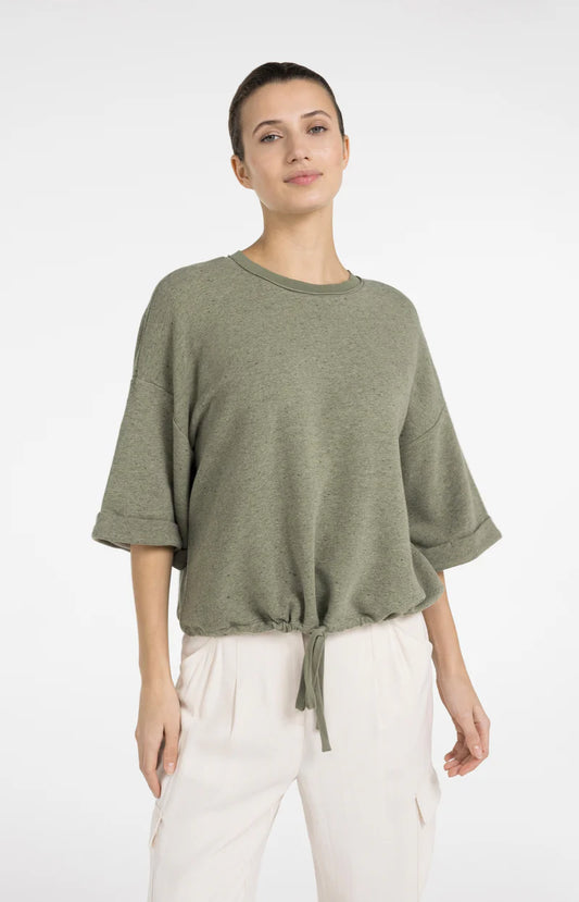 YAYA Rolled Cuff Sweatshirt Army Green Melange