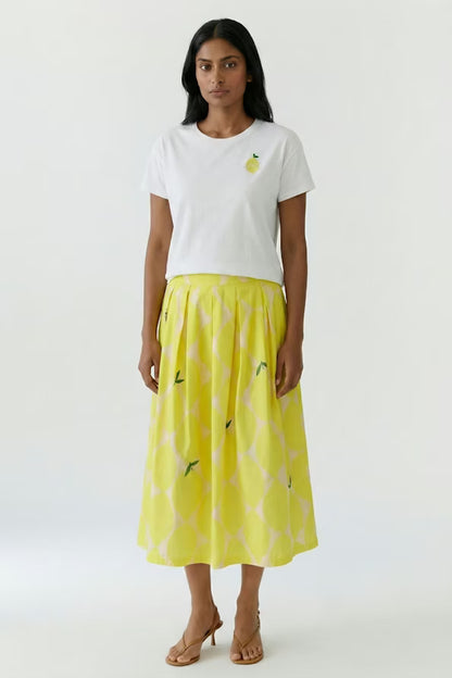Oui Yellow Detailed Skirt 97356