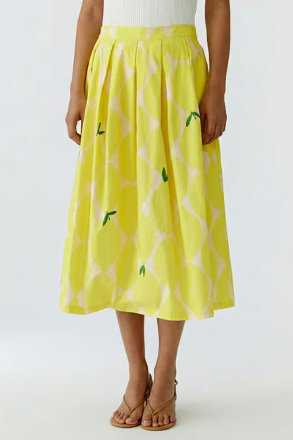 Oui Yellow Detailed Skirt 97356