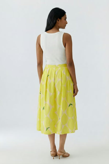 Oui Yellow Detailed Skirt 97356