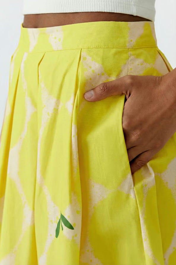 Oui Yellow Detailed Skirt 97356