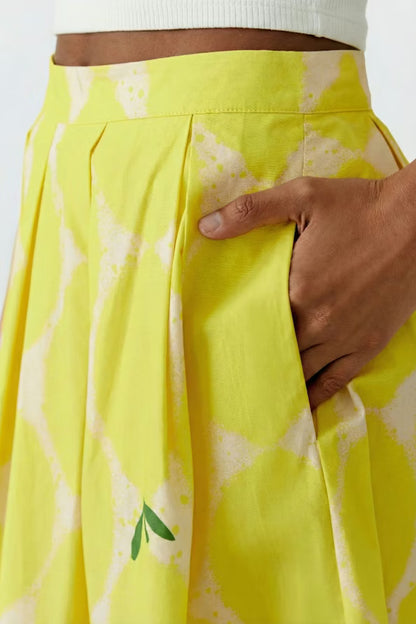Oui Yellow Detailed Skirt 97356