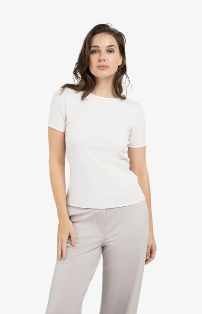 YAYA Contrast Trim T-Shirt Grey Lilac