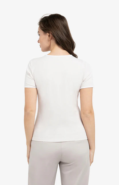 YAYA Contrast Trim T-Shirt Grey Lilac