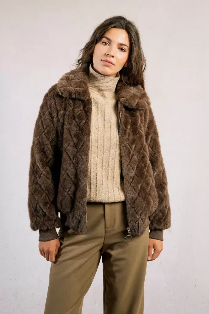 Molly Bracken Brown Faux Fur Jacket