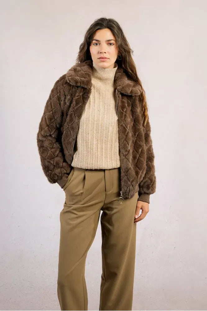 Molly Bracken Brown Faux Fur Jacket