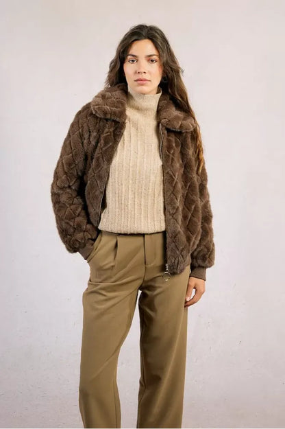 Molly Bracken Brown Faux Fur Jacket