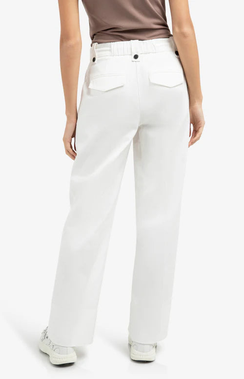 YAYA Wide Leg Drawstring Waist Trousers Off White