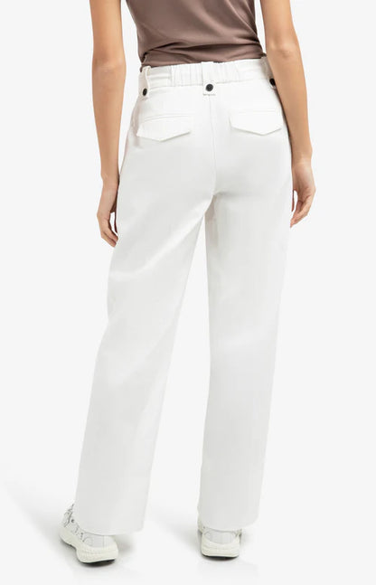 YAYA Wide Leg Drawstring Waist Trousers Off White