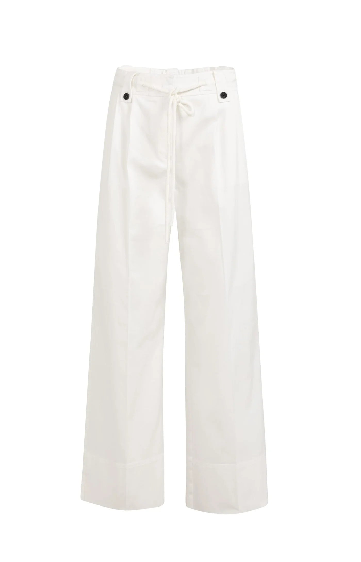 YAYA Wide Leg Drawstring Waist Trousers Off White