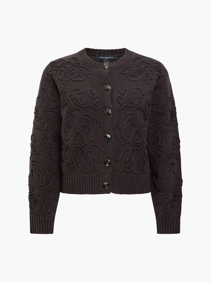 French Connection Varli Floral Cardigan Mocha Brown