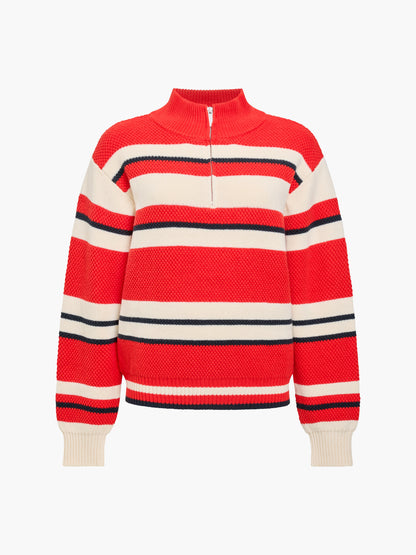 French Connection Varli Stripe Jumper Porc Crm/Rouge Red