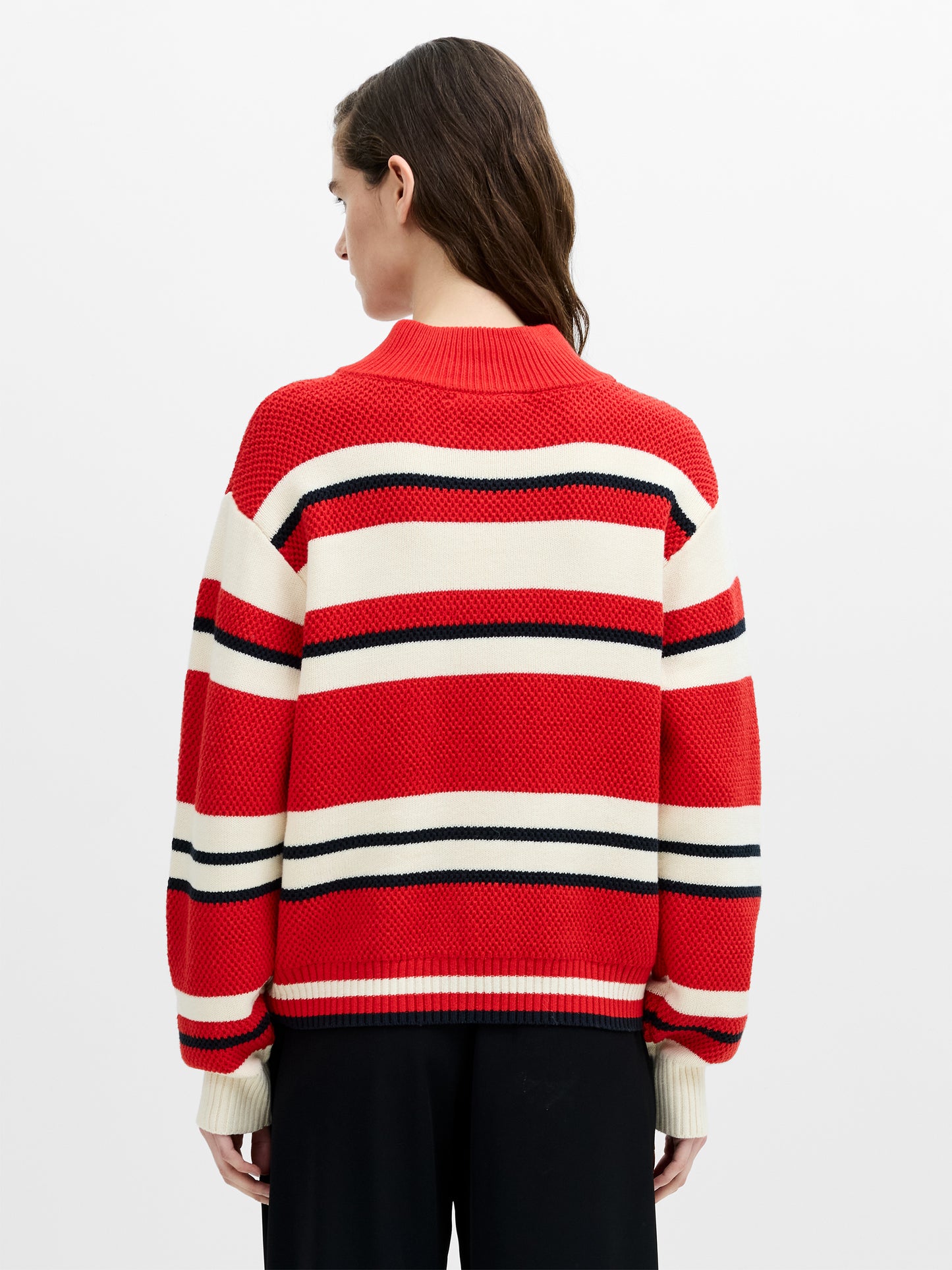 French Connection Varli Stripe Jumper Porc Crm/Rouge Red