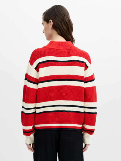 French Connection Varli Stripe Jumper Porc Crm/Rouge Red