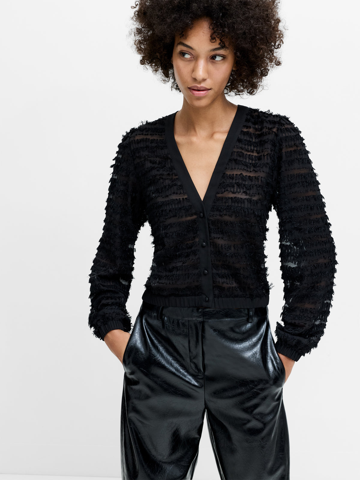 French Connection Alana Textured Blouse Black