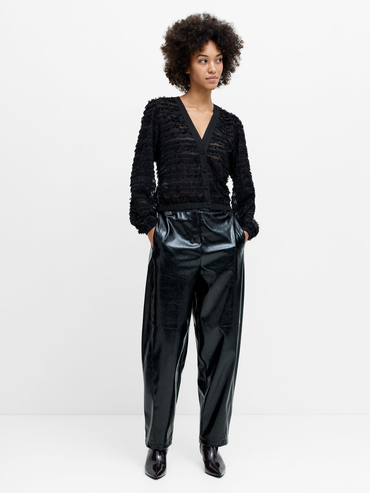 French Connection Alana Textured Blouse Black