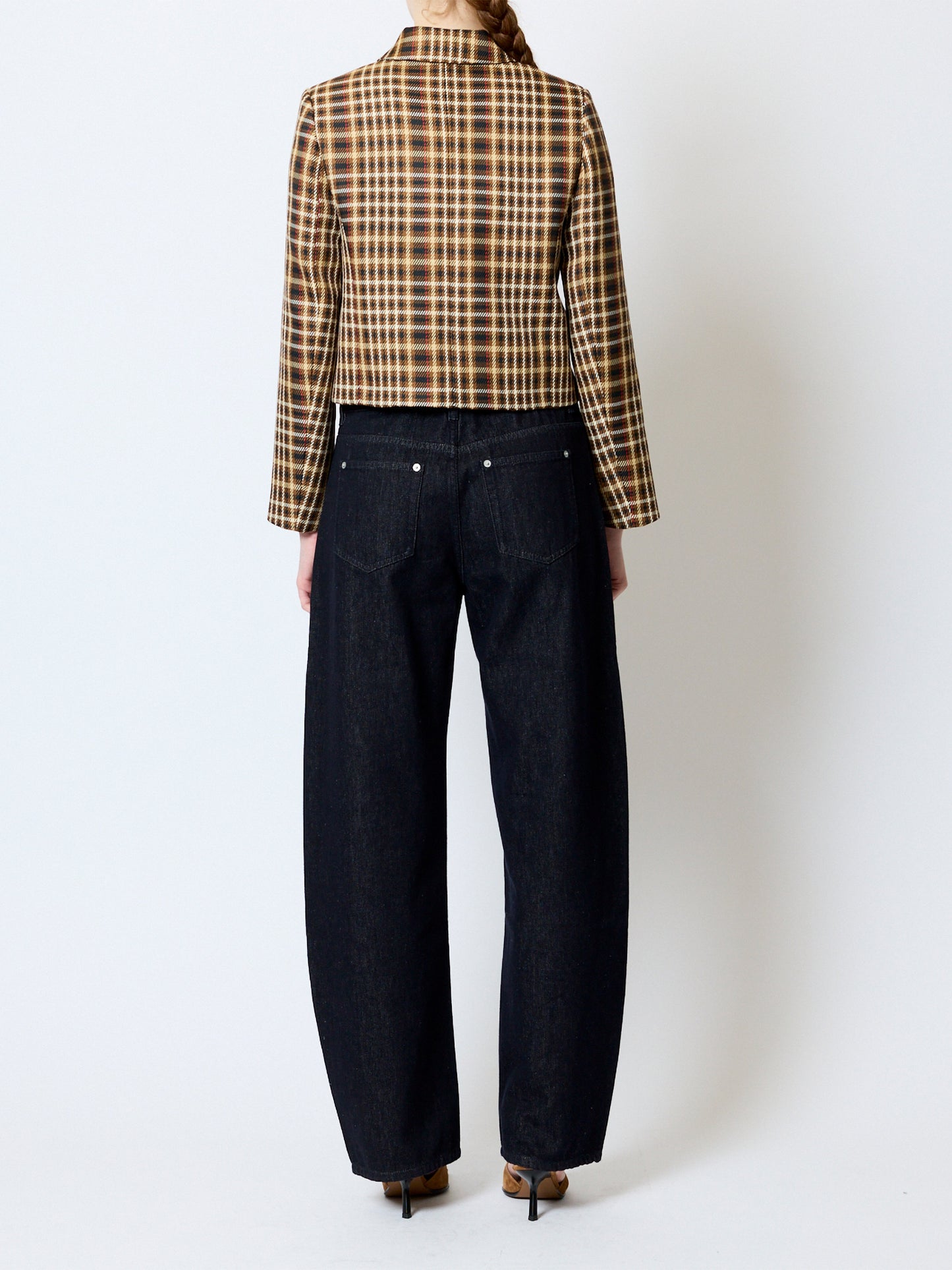 French Connection Tasha Check Blazer-Tan Brown