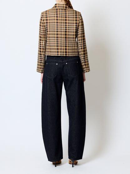 French Connection Tasha Check Blazer-Tan Brown