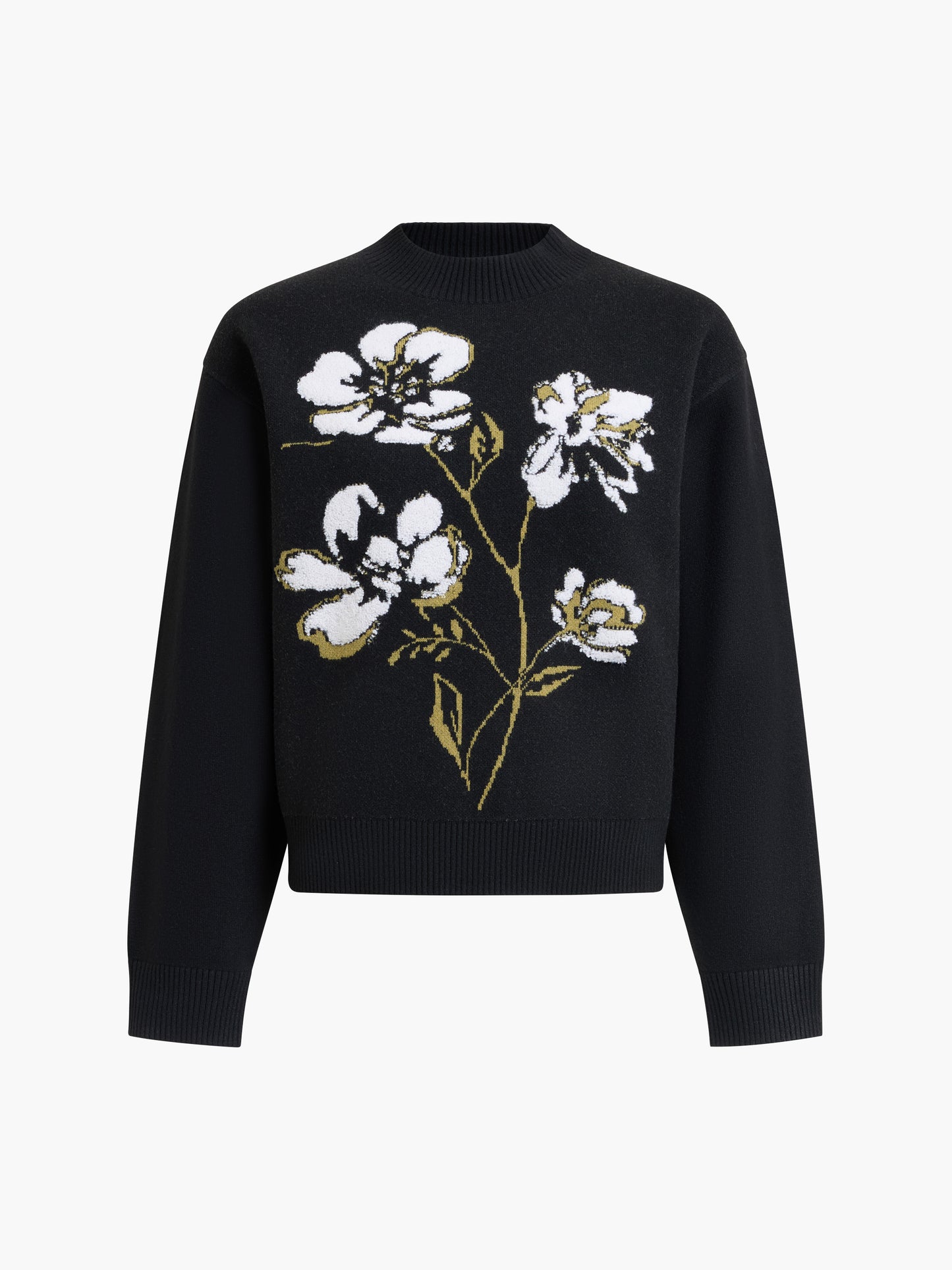 French Connection Oriana Floral Neck Jumper Blk/ Khaki Multi
