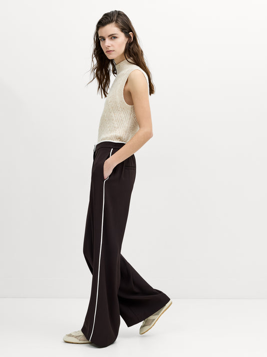 French Connection Vinnie Wide Leg Trouser- Moch Brown