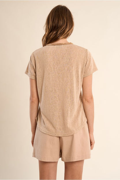 Molly Bracken V-Neck Tee Beige