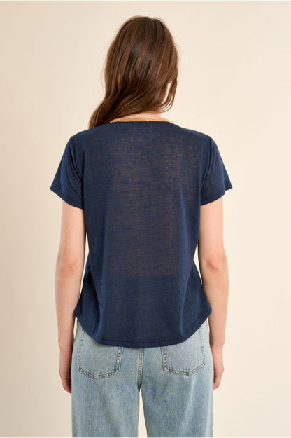 Molly Bracken V-Neck Tee Navy