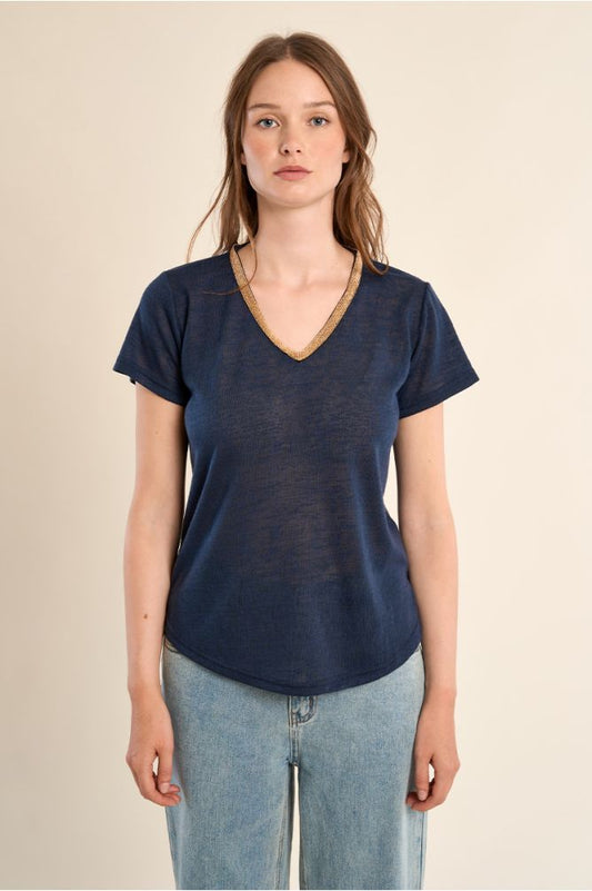 Molly Bracken V-Neck Tee Navy