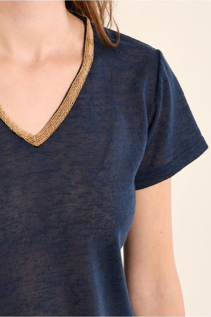 Molly Bracken V-Neck Tee Navy