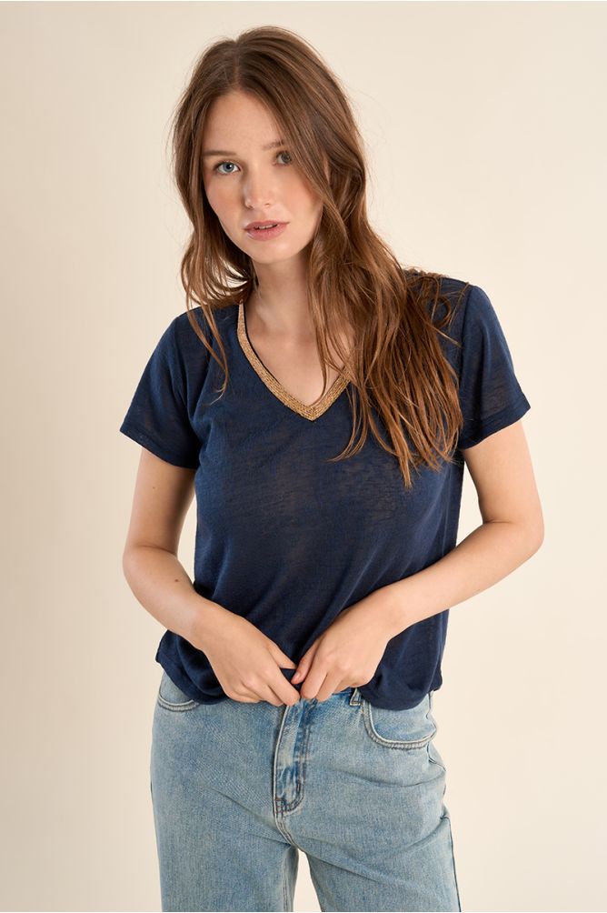 Molly Bracken V-Neck Tee Navy
