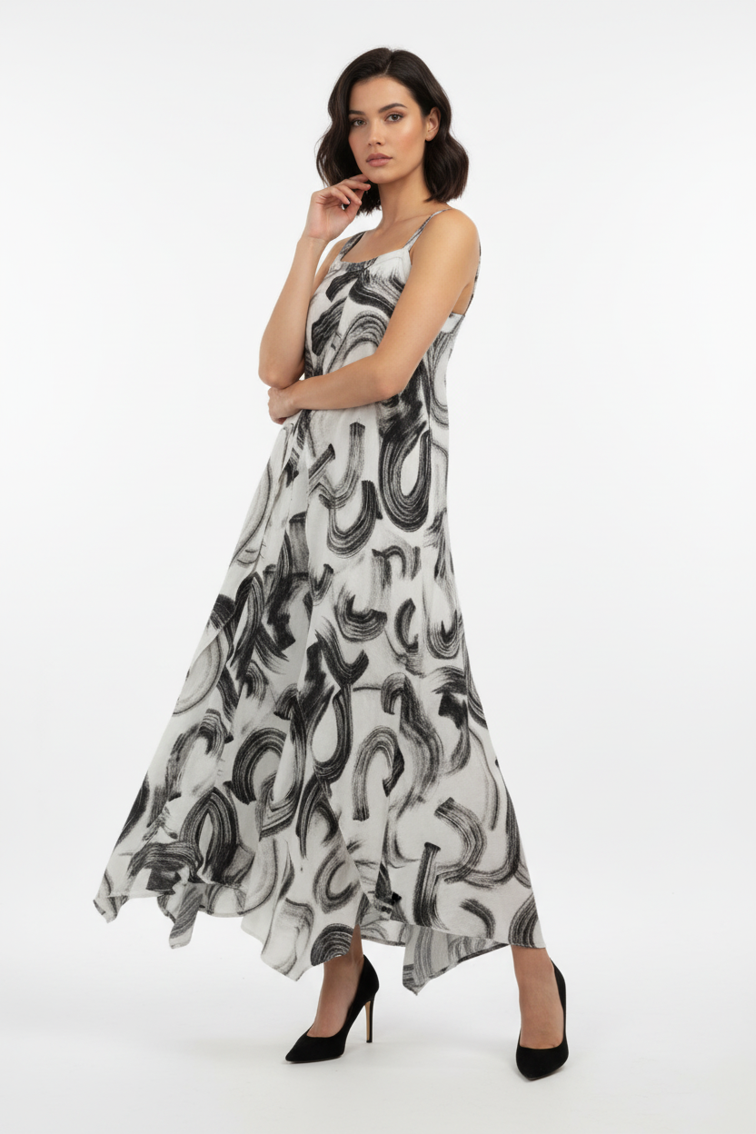 Malissa J Strappy Long Dress Stone/Black