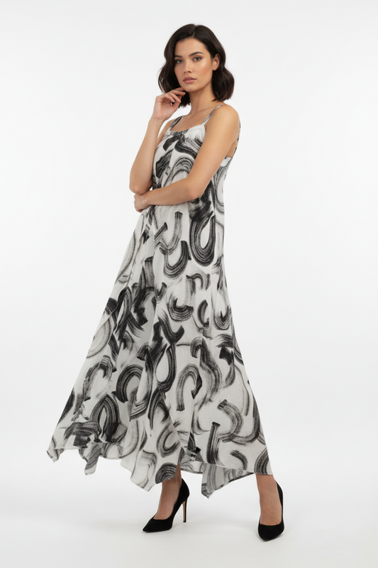 Malissa J Strappy Long Dress Stone/Black