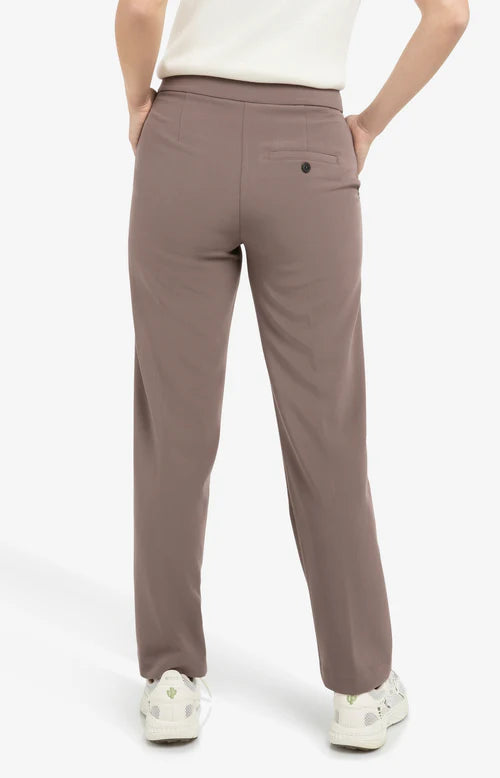 YAYA Asymmetrical Waistband Trousers Deep taupe Brown