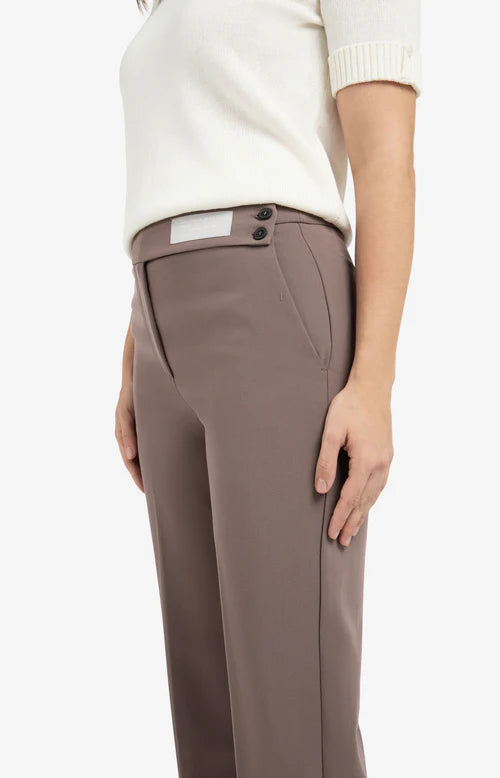 YAYA Asymmetrical Waistband Trousers Deep taupe Brown