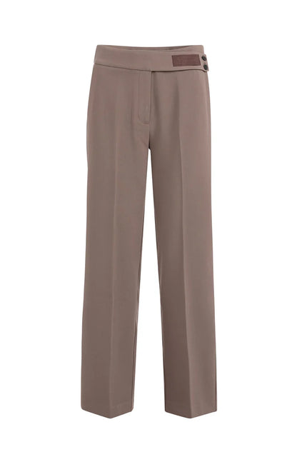 YAYA Asymmetrical Waistband Trousers Deep taupe Brown