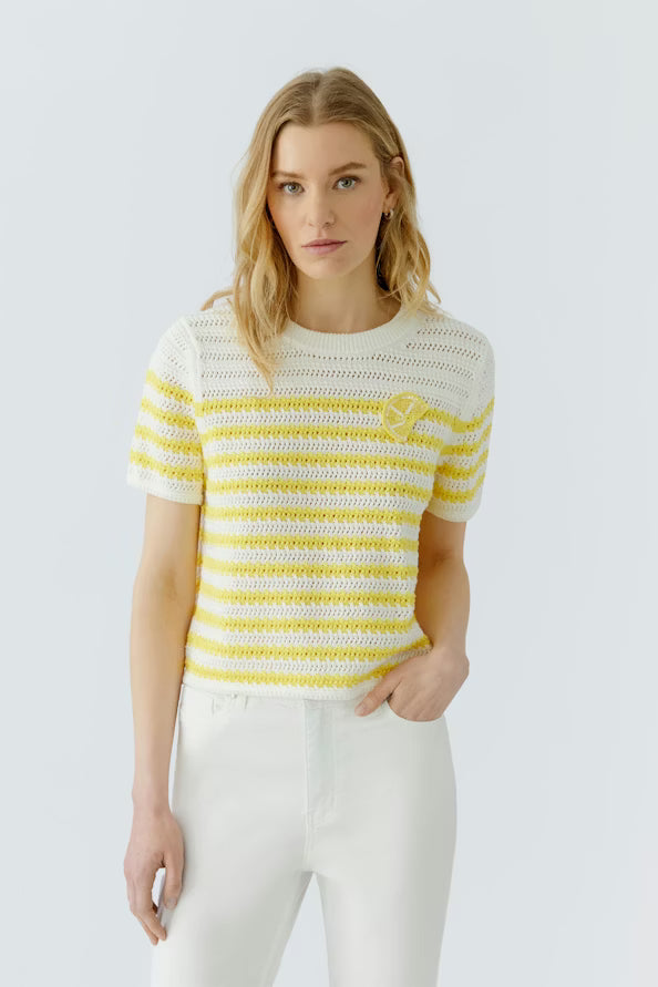 Oui Stripe Short Sleeve Pullover 97435