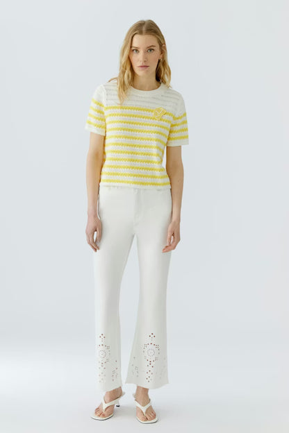 Oui Stripe Short Sleeve Pullover 97435